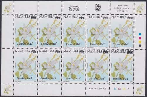 NAMIBIA - 3rd Def Issue 2005 surcharge Standard Mail on 20c Type II SACC 488 (full sheet MNH, R2500)